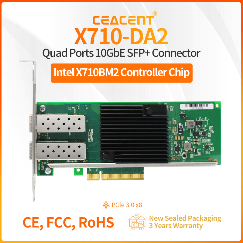 10Gb Sfp+ Pcie Network Card Dual Port - X710-DA2 Intel X710-BM2 Chipsatz 10 Gbit/s